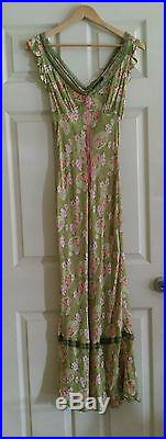 VTG Rare Betsey Johnson Lace Embroidered Flowers Long Maxi Slip Dress SZ S