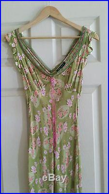 VTG Rare Betsey Johnson Lace Embroidered Flowers Long Maxi Slip Dress SZ S