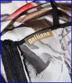 VTG Rare John GALLIANO Gazette with Logo Print Slip Dress, c. 2000's, 42 IT