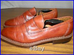 VTG SUTOR MANTELLASSI Tan Calf Leather Slip On Loafers US 10D Dress Shoes Italy