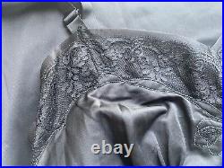 VTG Silky NYLON EMBRD BOW DAINTY CHIFFON DB LAYER LACE DRESS SLIP NIGHTGOWN