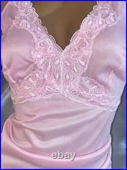 VTG Silky Nylon DU BARRY LACY FRENCH PARIS PINK DRESS SLIP NEW SCARCE DEMURE S