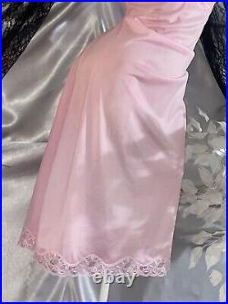 VTG Silky Nylon DU BARRY LACY FRENCH PARIS PINK DRESS SLIP NEW SCARCE DEMURE S