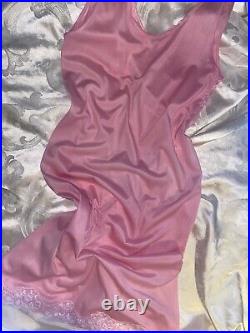 VTG Silky Nylon DU BARRY LACY FRENCH PARIS PINK DRESS SLIP NEW SCARCE DEMURE S