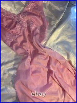 VTG Silky Nylon DU BARRY LACY FRENCH PARIS PINK DRESS SLIP NEW SCARCE DEMURE S