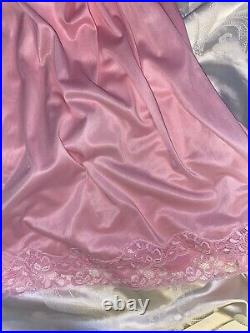 VTG Silky Nylon DU BARRY LACY FRENCH PARIS PINK DRESS SLIP NEW SCARCE DEMURE S