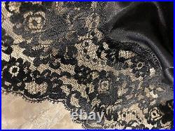 VTG Silky SATINY SPANDEX DB CHIFFON LACE OVERLAY WIDE SCALLOP DRESS SLIP PIN UP