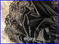 VTG Silky SATINY SPANDEX DB CHIFFON LACE OVERLAY WIDE SCALLOP DRESS SLIP PIN UP