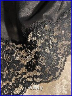 VTG Silky SATINY SPANDEX DB CHIFFON LACE OVERLAY WIDE SCALLOP DRESS SLIP PIN UP