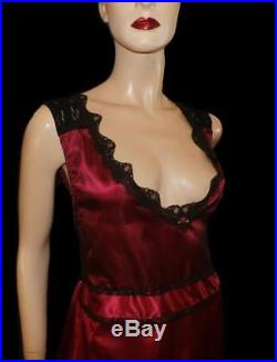 VTG Style Sexy Red BLK Satin Lace Slip Dress Gown Nightgown & Sassy Bow Train 2X