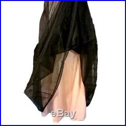 VTG VANITY FAIR Nude Sheer Lined Slip Dress, Size 34 Black Embroidered Trim