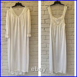 VTG Vanity Fair Nylon Nightgown Peignoir Set Slip XXL Lace Ivory Lingerie Robe
