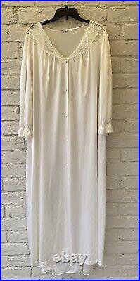 VTG Vanity Fair Nylon Nightgown Peignoir Set Slip XXL Lace Ivory Lingerie Robe