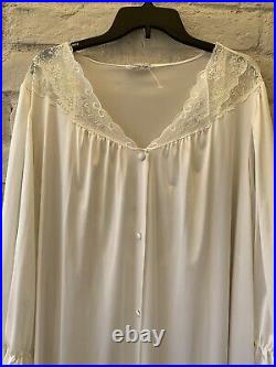 VTG Vanity Fair Nylon Nightgown Peignoir Set Slip XXL Lace Ivory Lingerie Robe