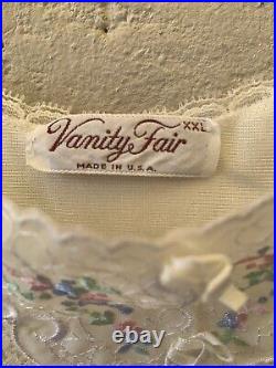 VTG Vanity Fair Nylon Nightgown Peignoir Set Slip XXL Lace Ivory Lingerie Robe