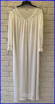 VTG Vanity Fair Nylon Nightgown Peignoir Set Slip XXL Lace Ivory Lingerie Robe