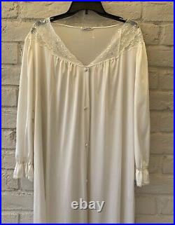 VTG Vanity Fair Nylon Nightgown Peignoir Set Slip XXL Lace Ivory Lingerie Robe