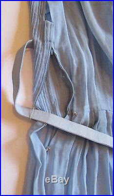 VTG WWII 1940's R & K Originals Blue Cotton Pleated Dress withSlip Sheer Summer