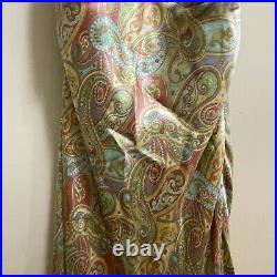 VTG dina bar-el sz P small silk handkerchief dress pastel paisley Slip dress