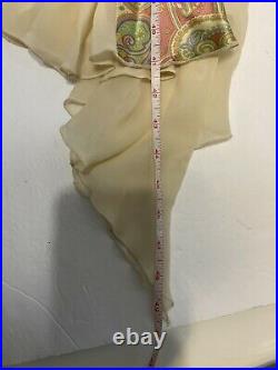 VTG dina bar-el sz P small silk handkerchief dress pastel paisley Slip dress