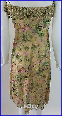 Valentino Ecru Lace Floral Patterned Dress / Vintage Valentino / 90's Slip Dress