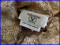 Valentino vintage lace silk python snake print brown cream black mini slip dress