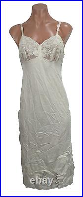 Van Raalte 32 A VTG Dress Slip Gown Small Satin Suavette Slinky Lace Trim USA