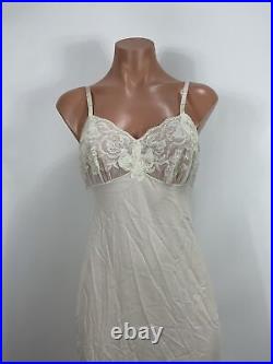 Van Raalte 32 A VTG Dress Slip Gown Small Satin Suavette Slinky Lace Trim USA