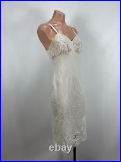 Van Raalte 32 A VTG Dress Slip Gown Small Satin Suavette Slinky Lace Trim USA