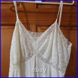 Van Raalte Opaquelon Vintage Off White Lace Pleated Slip Dress LG 7864