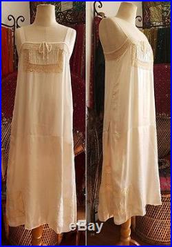 Vanilla 1920s pure silk lace flapper negligee slip dress vintage antique gatsby