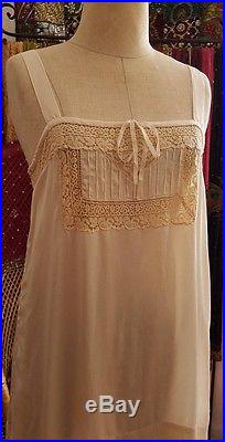 Vanilla 1920s pure silk lace flapper negligee slip dress vintage antique gatsby