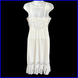 Vanity Fair Size 34 Accordion Pleated Lace Slip Dress Nylon White Vtg Grannycore