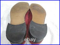 Velvet Eez Suede Maroon side-Zipper Slip On VTG Pimp Disco Shoes 9.5 D 533146