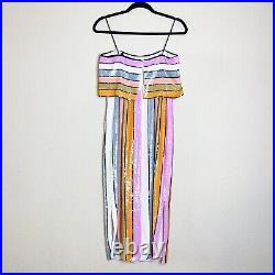 Veronica Beard Ivanna Sequin Dress Multi Stripe Vintage Rainbow Size 2