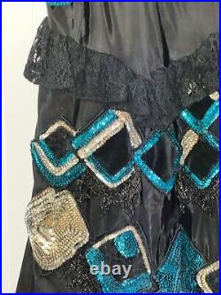 Very Rare 1940's Vinson Slips Dress With Sequin And Lace Size M Vintage Flapper