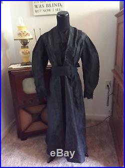 Very rare! 1800's black mourning dress withslip and beaded bag Set for $400