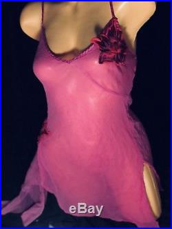 Victoria Secret Silk Lingerie Camisole Purple Whimsical Nightie Dress Flower