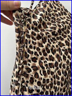 Victoria Secret Vintage Leopard Side Splits Lace Up Slip Dress Sz XS Adjustable