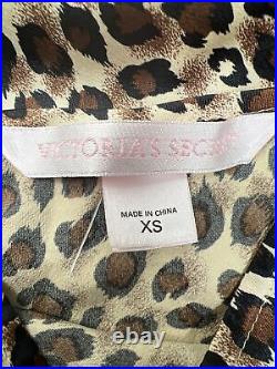 Victoria Secret Vintage Leopard Side Splits Lace Up Slip Dress Sz XS Adjustable