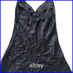 Victoria's Secret NWT Vintage Gold Label Black Slip Dress Size L Large 100% Silk