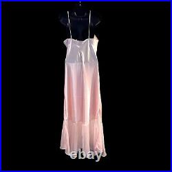 Victoria's Secret Vintage Y2K Large Pink Long Dress Silky Slip Pearls Beaded