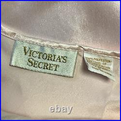 Victoria's Secret Vintage Y2K Large Pink Long Dress Silky Slip Pearls Beaded