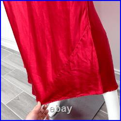 Victoria's Secret Vintage Y2K Silk Slip Dress Maxi Mesh Detail in Red Women's