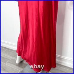 Victoria's Secret Vintage Y2K Silk Slip Dress Maxi Mesh Detail in Red Women's