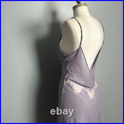 Victoria's Secret Women's Silk Sheer Lace Detail Lavender Slip Chemise size L