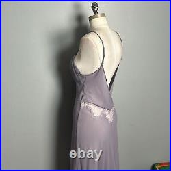 Victoria's Secret Women's Silk Sheer Lace Detail Lavender Slip Chemise size L