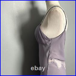 Victoria's Secret Women's Silk Sheer Lace Detail Lavender Slip Chemise size L