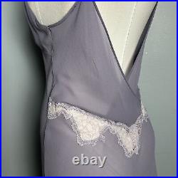 Victoria's Secret Women's Silk Sheer Lace Detail Lavender Slip Chemise size L