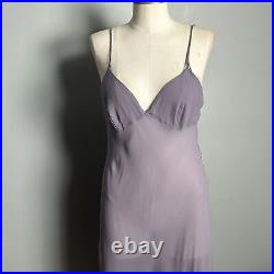 Victoria's Secret Women's Silk Sheer Lace Detail Lavender Slip Chemise size L